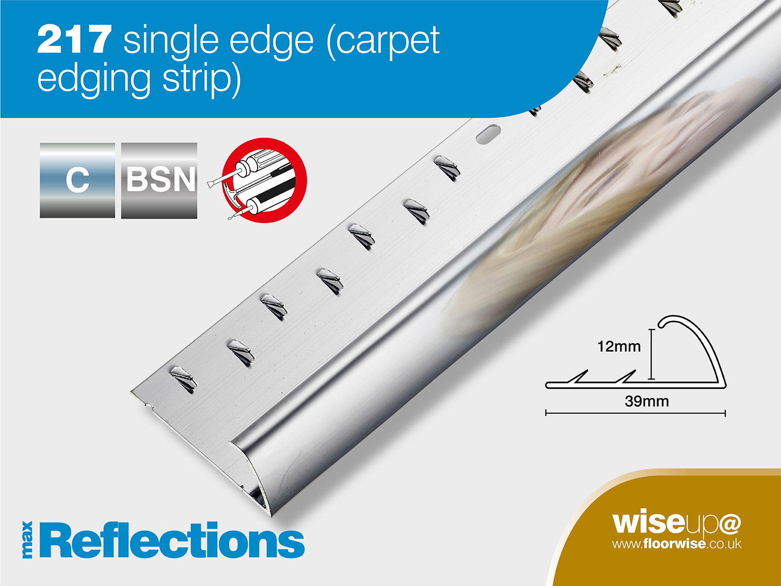 Smooth Edge Curved Carpet Edge Trim , Stair Carpet Edge Protectors 9mm