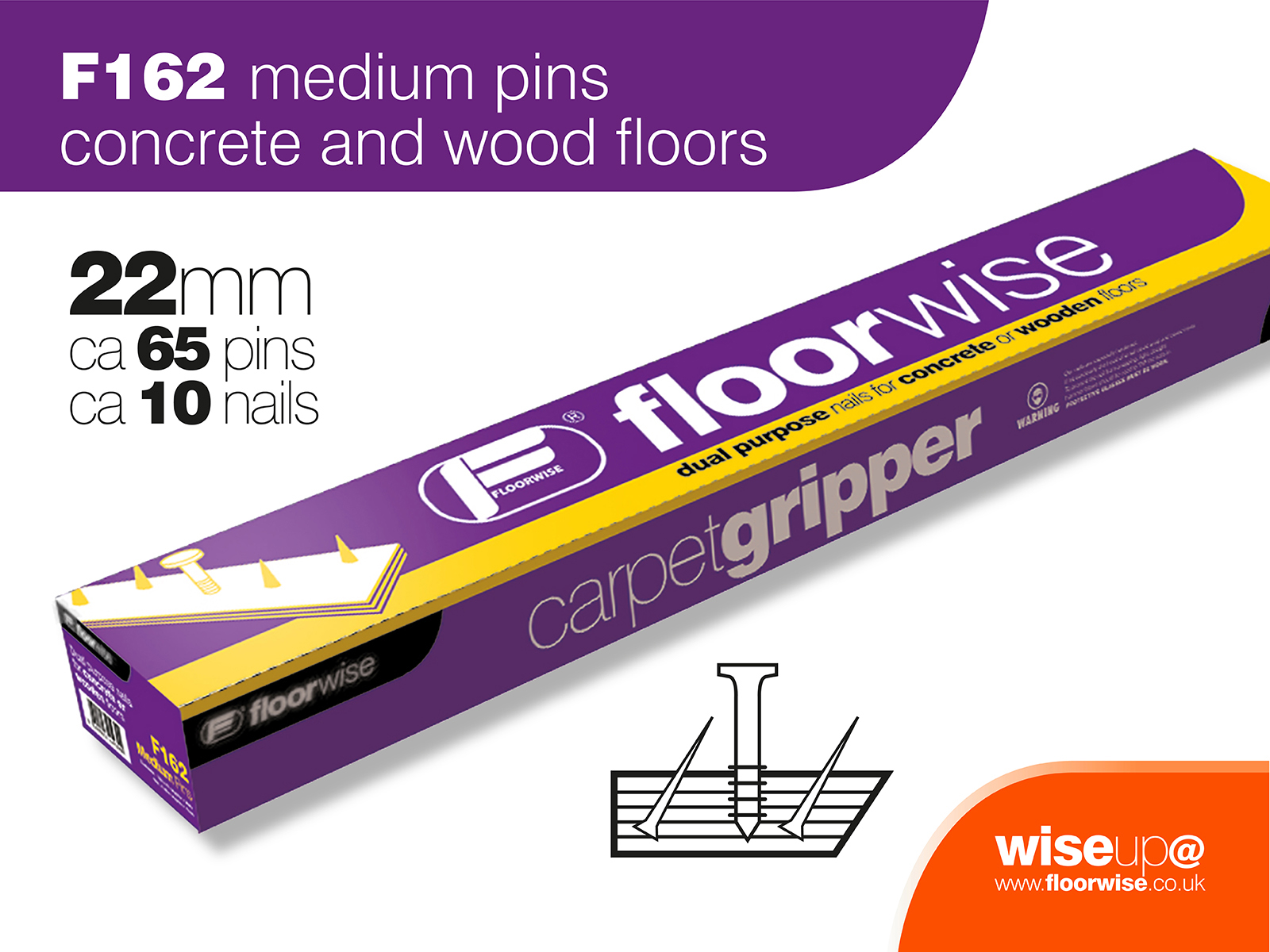 1 1/4 wood/concrete pre-nailed carpet gripper